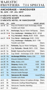 Gesamtreiseverlauf Alska und Kanada 18 Tage!